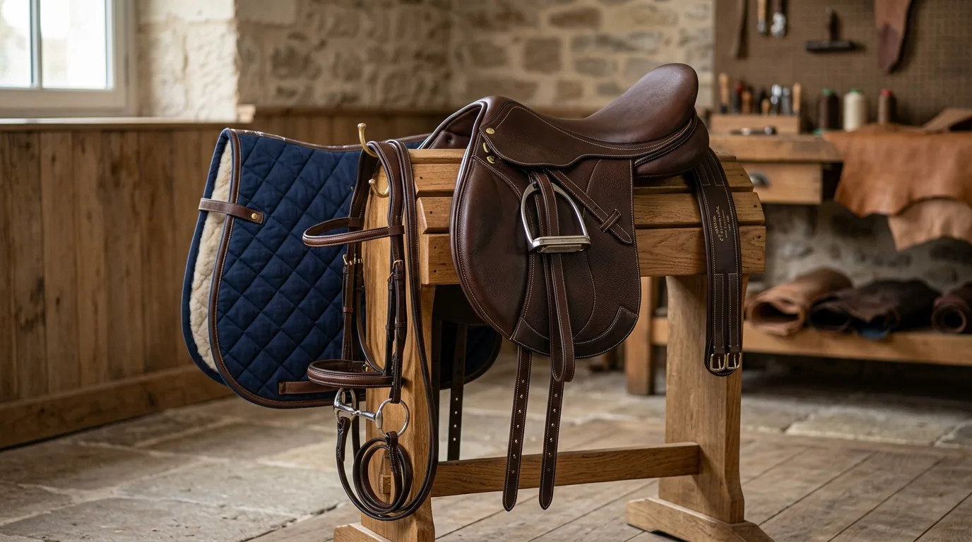 Selle et équipement équestre réalisés par un sellier harnacheur